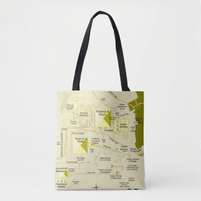 Bolsa Tote Mapa do complexo pirâmide de Giza Diagrama (Frente)