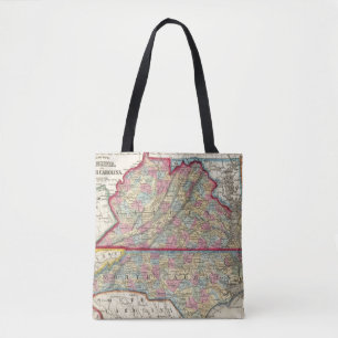 Bolsa Tote Mapa do condado de Virgínia, e de North Carolina