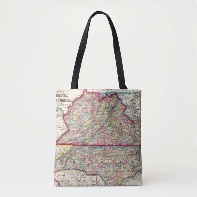 Bolsa Tote Mapa do condado de Virgínia, e de North Carolina (Frente)