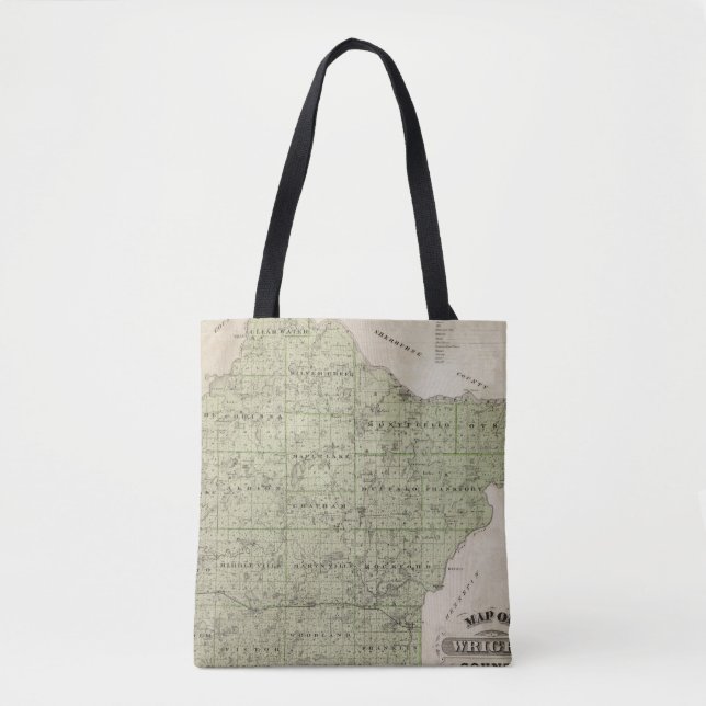 Bolsa Tote Mapa do Condado de Wright, Minnesota (Frente)