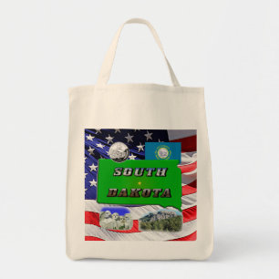 Bolsa Tote Mapa do Dakota do Sul, Texto Fotográfico, Faux Qu