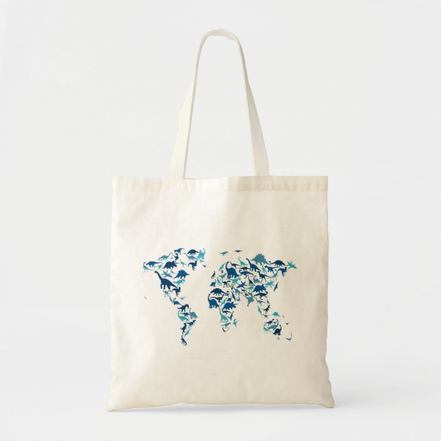 Bolsa Tote Mapa do dinossauro do mapa do mundo (Frente)