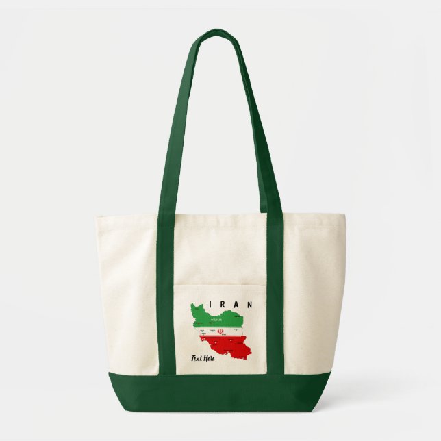 Bolsa Tote Mapa do Irã com Bandeira e Emblema (Frente)