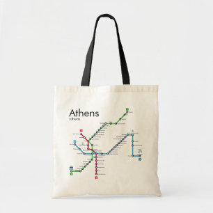 Bolsa Tote Mapa do Metro de Atenas