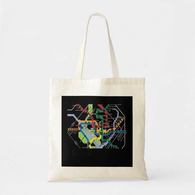 Bolsa Tote Mapa do Metro de Washington DC Art Gift City Rail  (Frente)