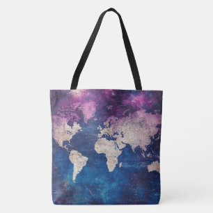 Bolsa Tote Mapa do Mundo Celestial da Vintage (4)