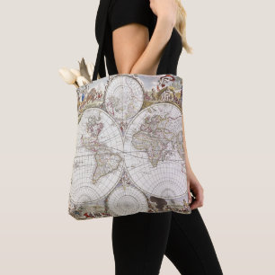 Bolsa Tote Mapa do mundo do atlas Maior