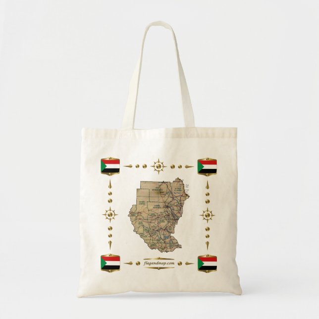 Bolsa Tote Mapa do Sudão + Saco de Sinalizadores (Frente)