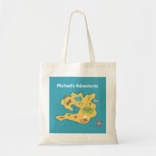 Bolsa Tote Mapa do Tesouro da Aventura da Ilha Pirata Para Me