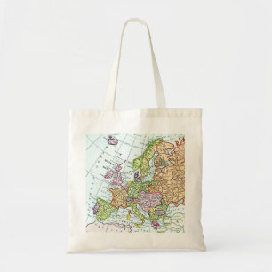 Bolsa Tote Mapa do vintage de pastels coloridos de Europa