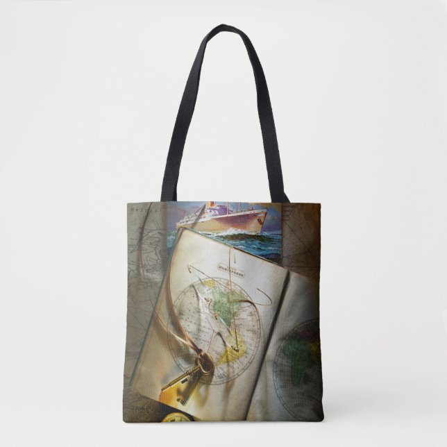 Bolsa Tote Mapa e compasso (Frente)