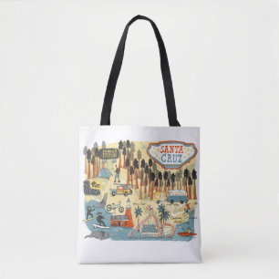 Bolsa Tote Mapa ilustrado Califórnia de Santa Cruz