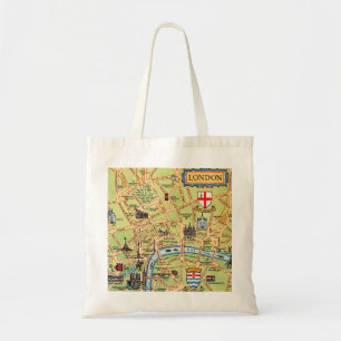 Bolsa Tote Mapa ilustrado coloridamente de Londres Inglaterra