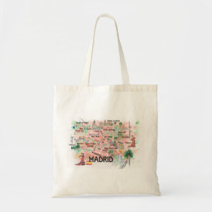 Bolsa Tote Mapa ilustrado da Espanha de Madrid com as estrada