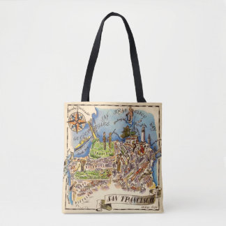Bolsa Tote Mapa Ilustrado de Vintage San Francisco