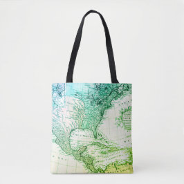 Bolsa Tote Mapa legal da Vintagem Verde dos Viajantes da Amér