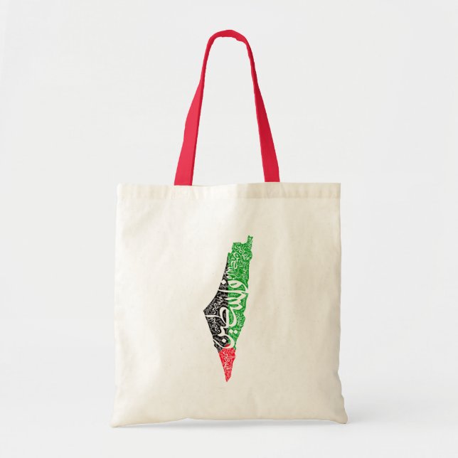 Bolsa Tote Mapa livre da Palestina e bandeira ف ل س ط ي ن (Frente)