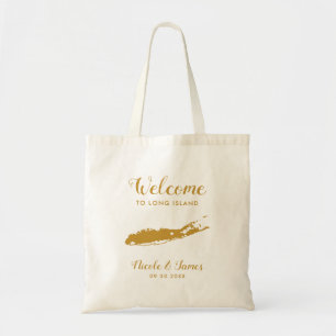Bolsa Tote Mapa Longo da Ilha de Boas-vindas Bag, Dourado