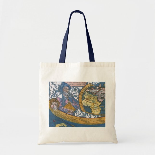 Bolsa Tote Mapa Mundial Antigo com Claudius Ptolemy, 1507 (Frente)