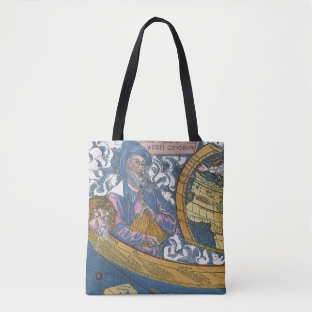 Bolsa Tote Mapa Mundial Antigo com Claudius Ptolemy, 1507 (Frente)