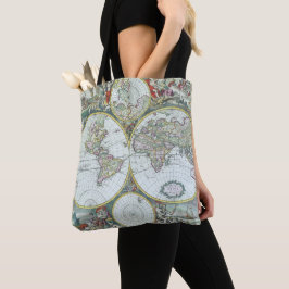 Bolsa Tote Mapa Mundial Antigo do Século XVII, Frederick De W