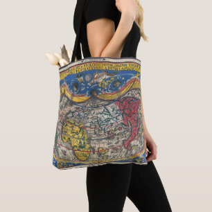 Bolsa Tote Mapa Mundial Antigo em Forma de Coração de Peter A