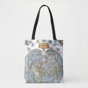 Bolsa Tote Mapa Mundial Antiquado em Forma de Coração Vintage