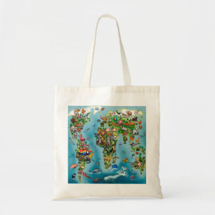 Bolsa Tote Mapa Mundial de Animais