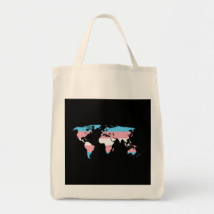 Bolsa Tote Mapa mundial do orgulho transgênere