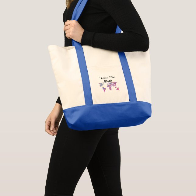 Bolsa Tote Mapa Mundial e Viagem do Mundo (Frente (produto))