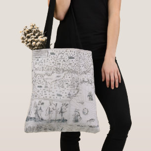 Bolsa Tote Mapa Mundial Medieval Quebec Nova França América