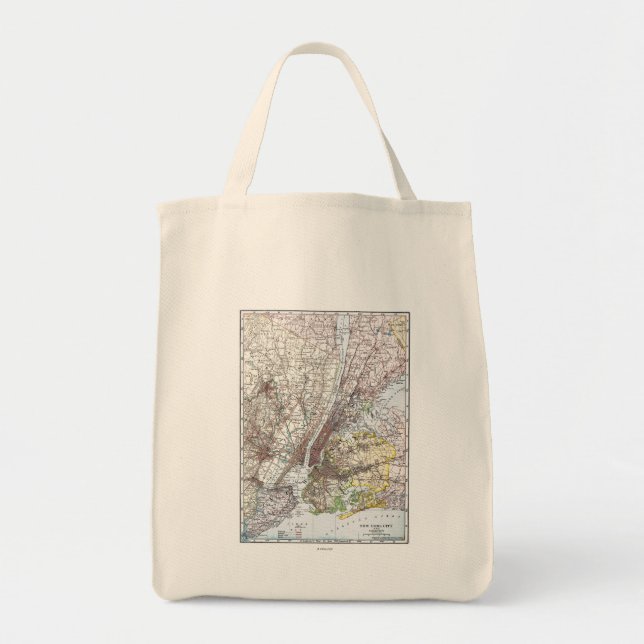 Bolsa Tote Mapa: New York-area, 1906 (Frente)