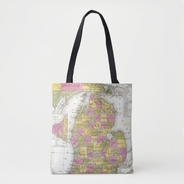 Bolsa Tote Mapa novo de Michigan 2 (Frente)