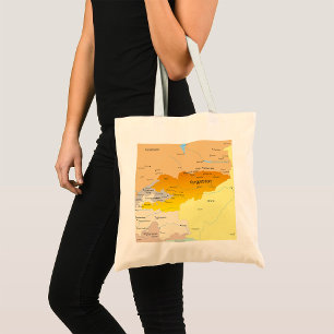 Bolsa Tote Mapa político do Quirguistão e da Ásia Central