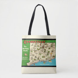 Bolsa Tote Mapa Retro Antigo de Connecticut