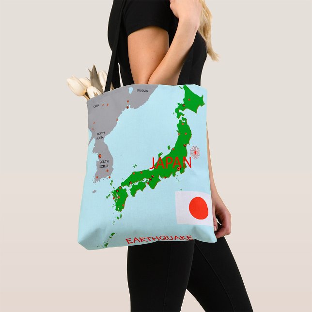 Bolsa Tote Mapa Sísmico do Terremoto no Japão (Criador carregado)