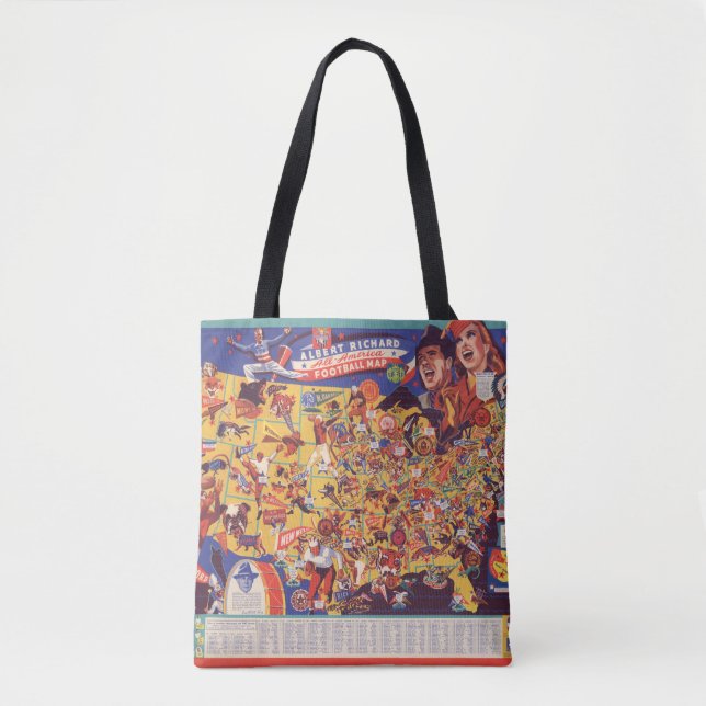 Bolsa Tote Mapa Todo-Americano do futebol do vintage (Frente)