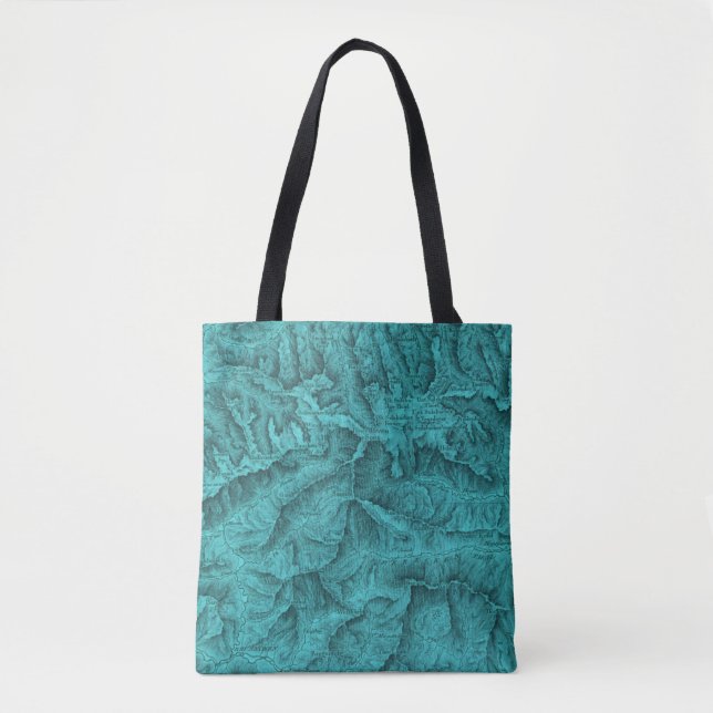 Bolsa Tote Mapa Topográfico de Montanha Azul (Frente)