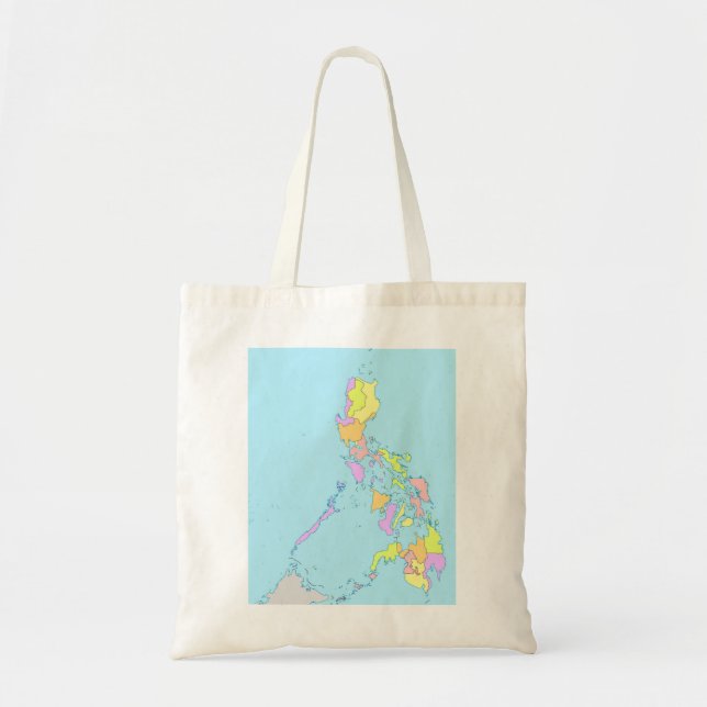 Bolsa Tote Mapa traçado das Filipinas com cores (Frente)