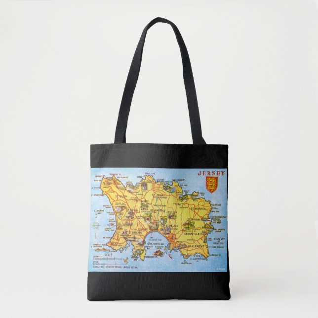 Bolsa Tote Mapa Vintage de Jersey (Frente)