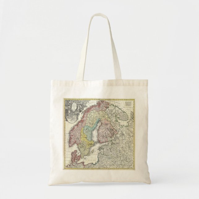 Bolsa Tote Mapa Vintage Scandinavia (Frente)