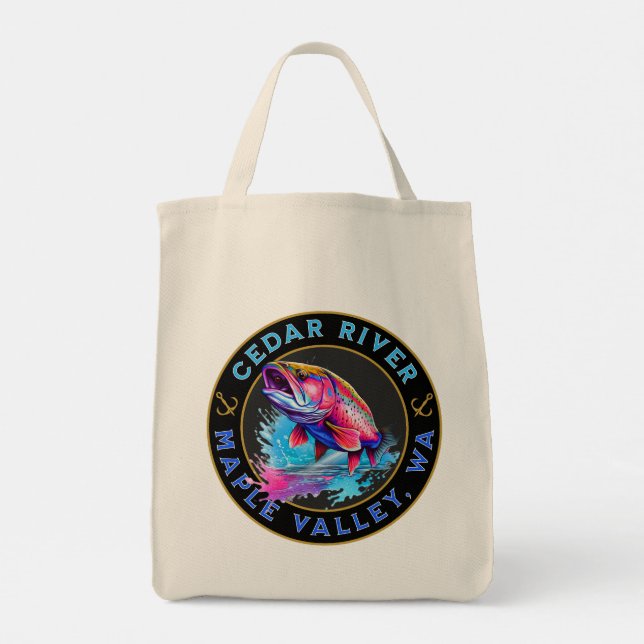 Bolsa Tote Maple Valley (Cedar River) Washington Tote Bag (Verso)