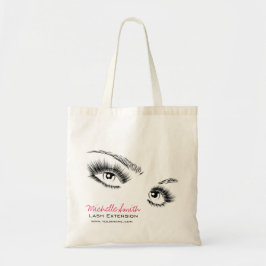 Bolsa Tote Maquiagem Chic de Eyelashes Preto e Branco Minimal