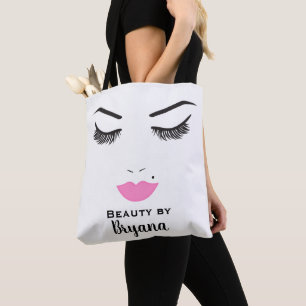 Bolsa Tote Maquiagem Facial Cílios & Lábios Rosa Salão