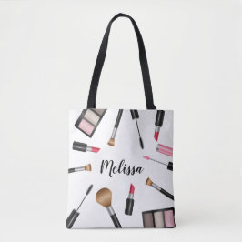 Bolsa Tote Maquiagem Máscara, Lábios Etc. Com Nome Personaliz