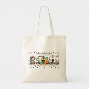 Bolsa Tote Máquina de Montagem de Gatos Divertidos