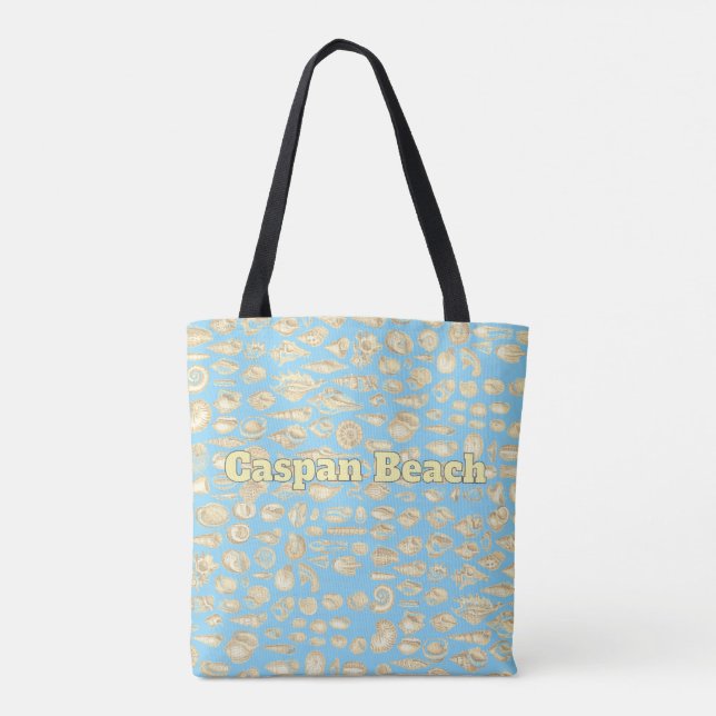 Bolsa Tote Mar de Conchas - Azul Claro Personalizado (Verso)