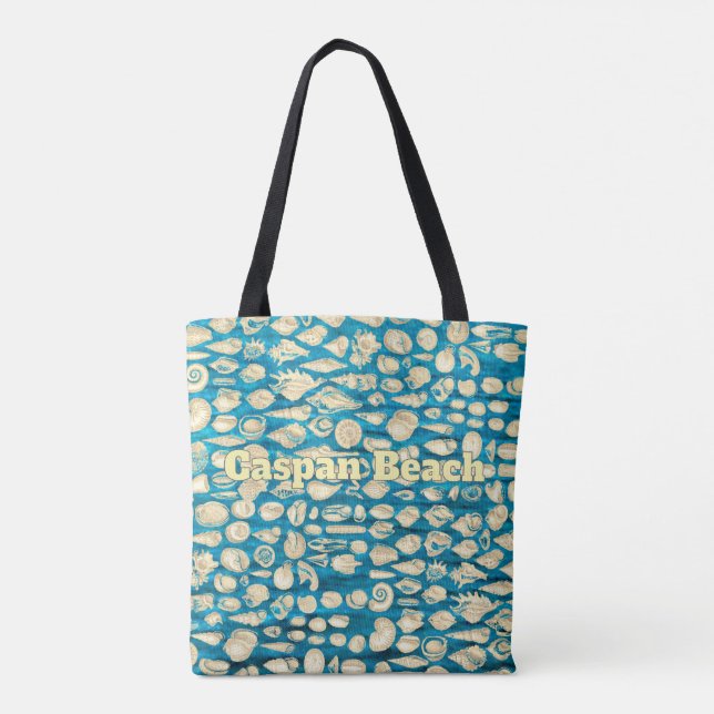 Bolsa Tote Mar de Conchas - Mar Azul Personalizado (Verso)