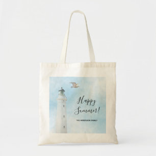 Bolsa Tote Mar náutico de farol de Verão feliz