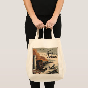 Bolsa Tote Mar, Vintage, Design de Queda Náutica